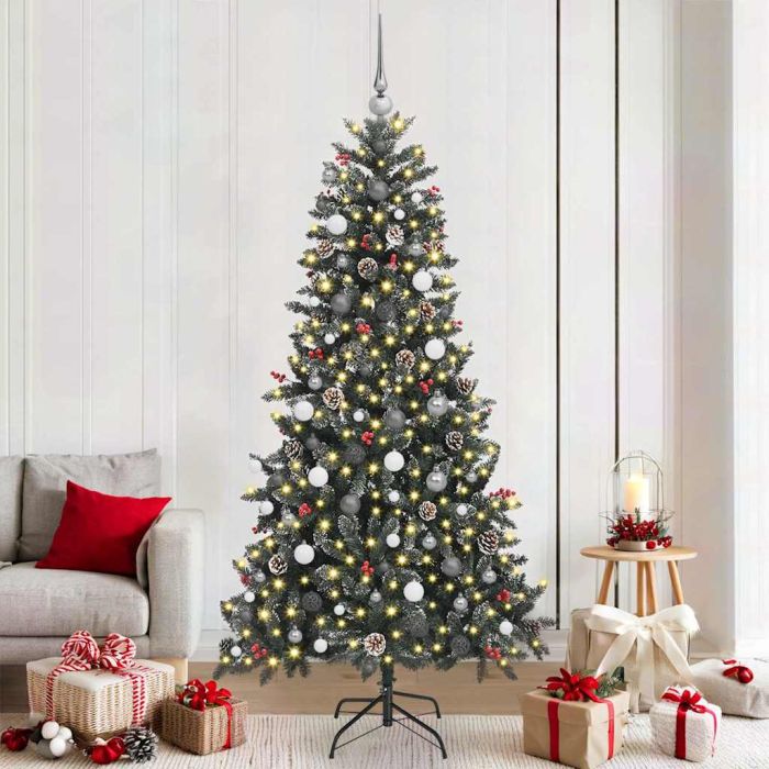 BRINLO Artificial Christmas Tree with 300 LEDs with Stand Green 210 cm