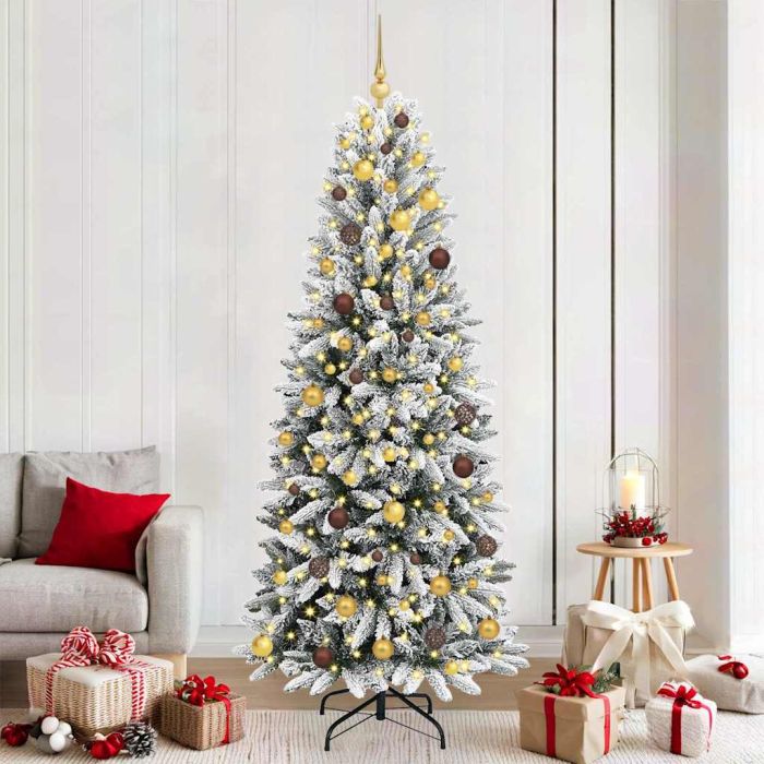 BRISKA Artificial Christmas Tree with 300 LEDs with Stand White 210 cm