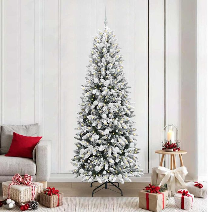 BRISKA Artificial Christmas Tree with 300 LEDs with Stand White 210 cm