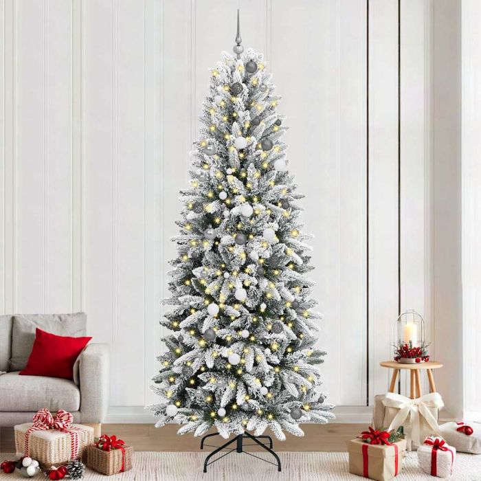 BRISKA Artificial Christmas Tree with 300 LEDs with Stand White 240 cm