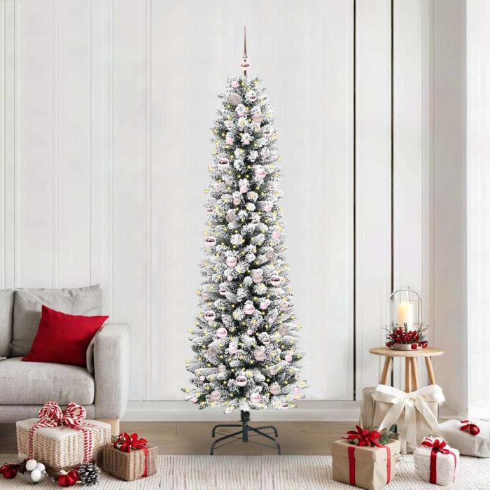FIRDEN Artificial Christmas Tree with 300 LEDs Green and white 210 cm