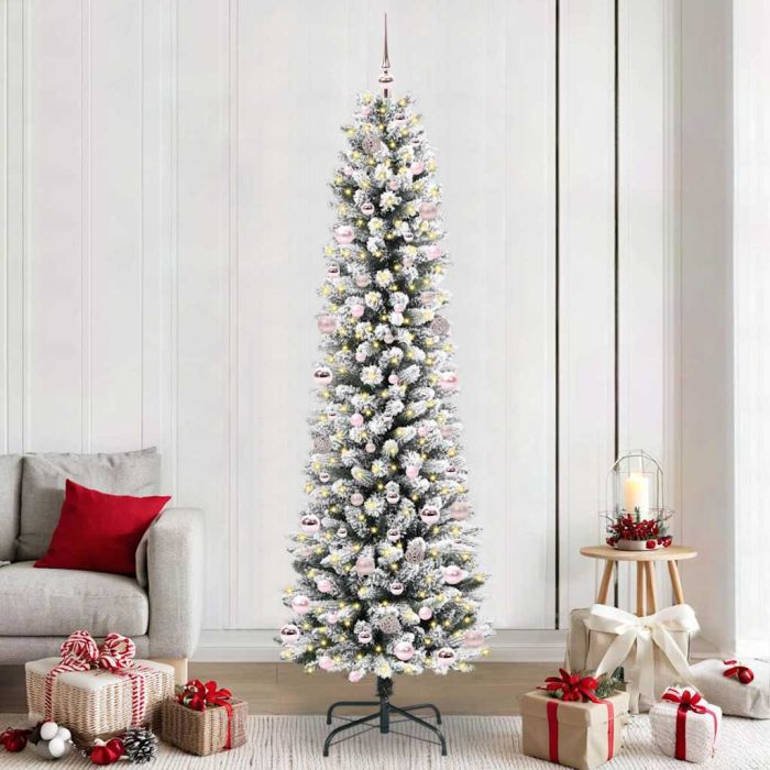 FIRDEN Artificial Christmas Tree with 300 LEDs Green and white 240 cm