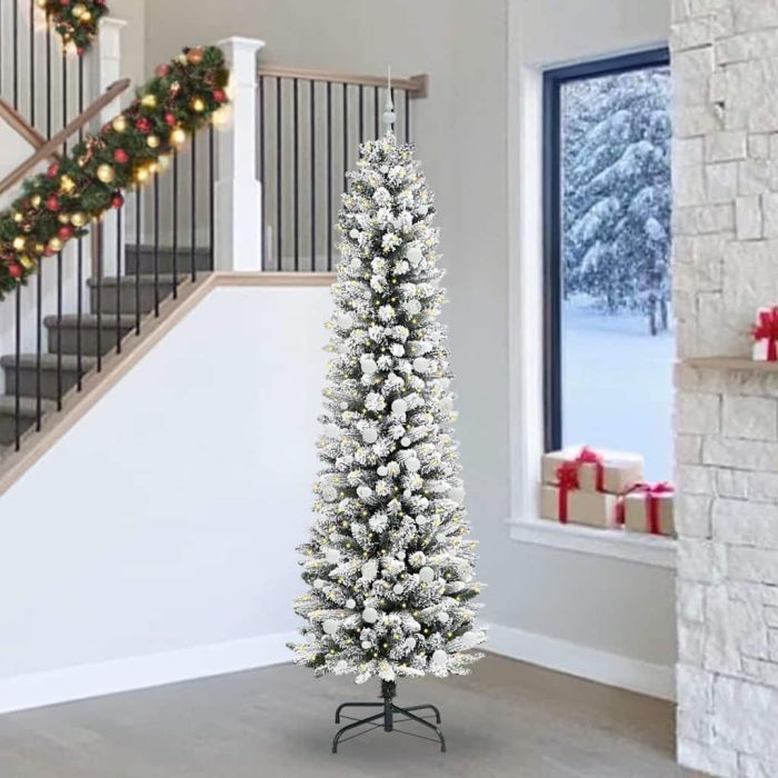 FIRDEN Artificial Christmas Tree with 300 LEDs Green and white 240 cm