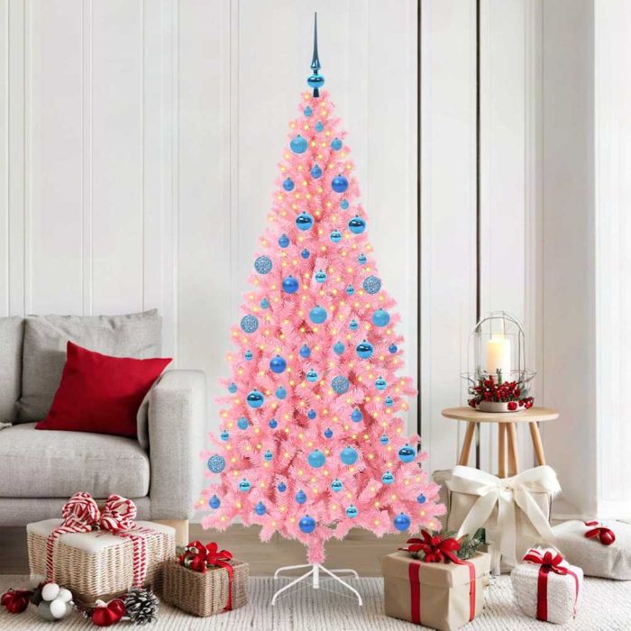 CINDOR Christmas Tree with 300 LEDs with Stand Pink 180 cm PVC