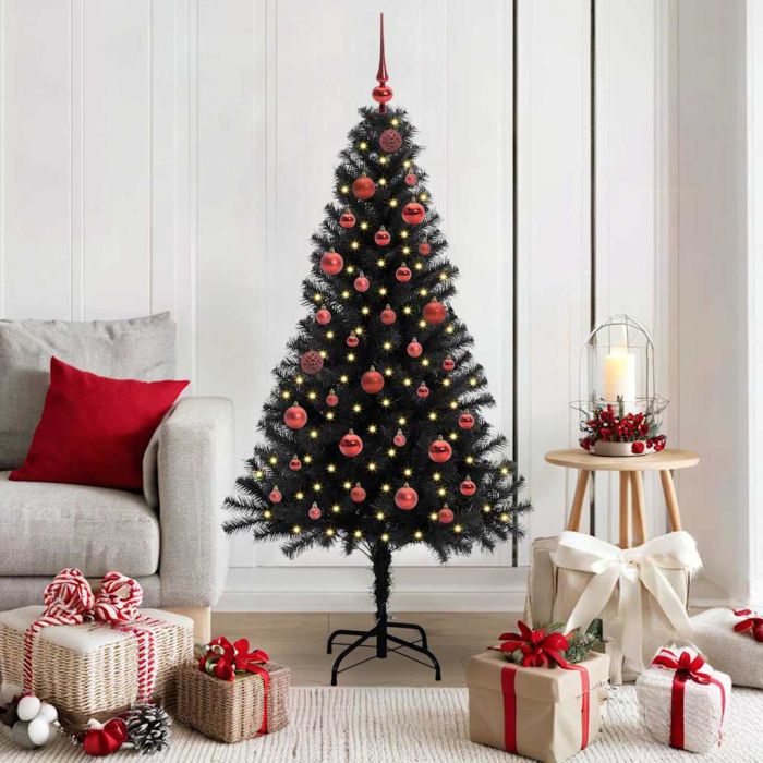 CINDOR Christmas Tree with 150 LEDs with Stand Black 150 cm PVC