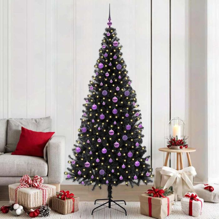 CINDOR Christmas Tree with 300 LEDs with Stand Black 210 cm PVC
