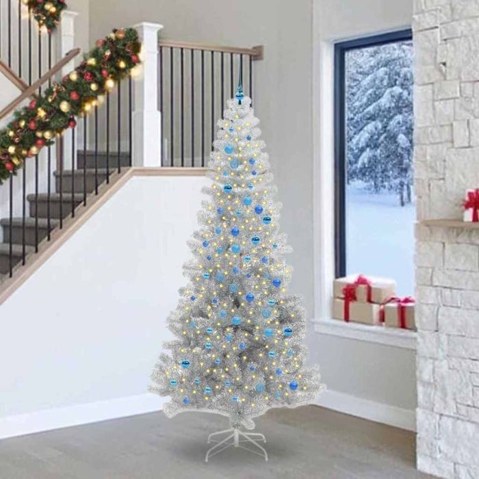 ELFIR Christmas Tree with 300 LEDs with Stand Silver 240 cm PET