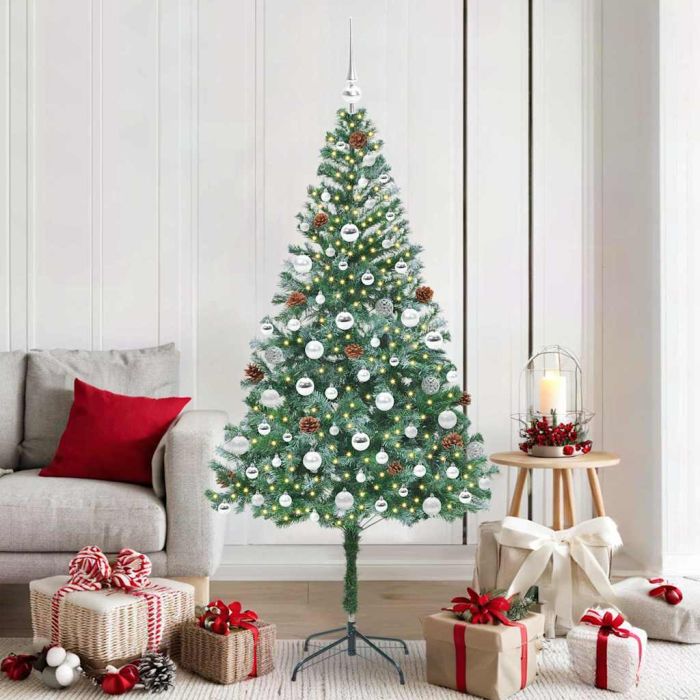 CHERLI Artificial Christmas Tree with Stand Green 180 cm PVC and Steel
