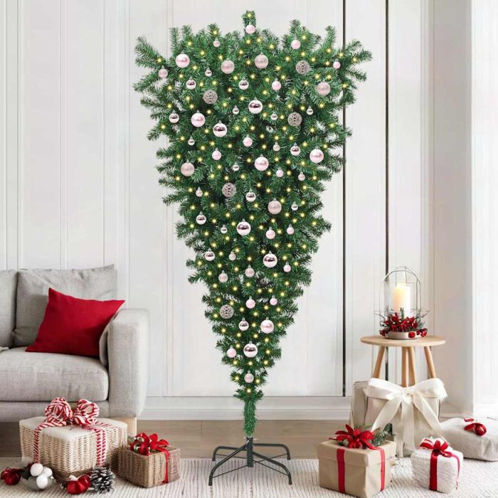 CINDEL Upside-down Artificial Pre-lit Christmas Tree with Ball Set