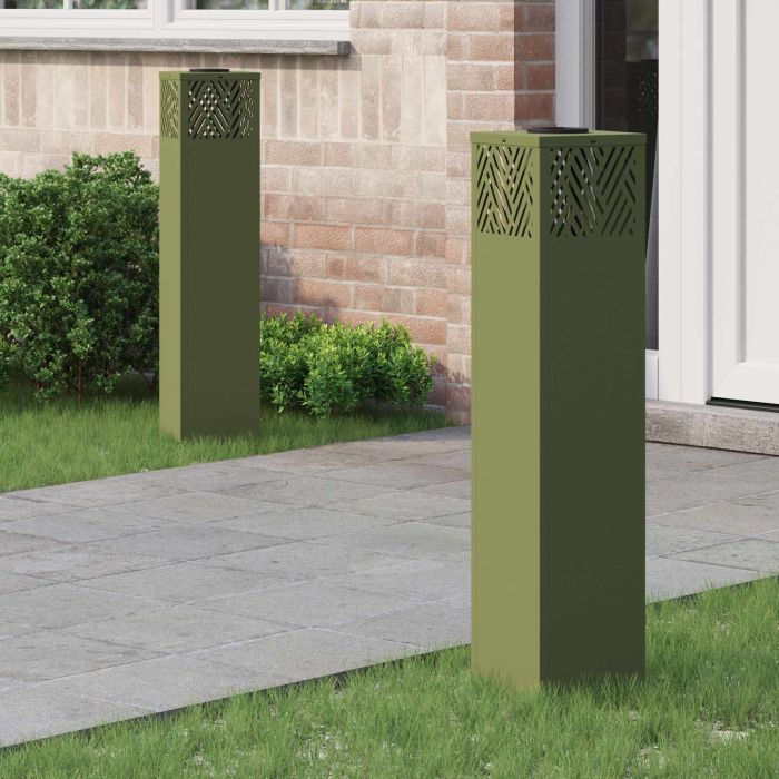 NIEBRO Solar LED Pathway Light 2 pcs Olive Cold Rolled Steel - Green