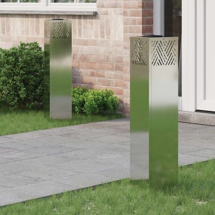 NIEBRO Solar LED Pathway Light Herringbone 2 pcs Galvanized Galvanized