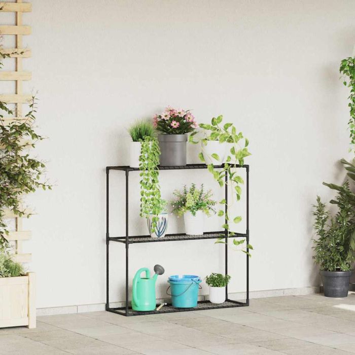 ENIMERE 3-Tier Plant Stand 100x32x102 cm Steel - Black