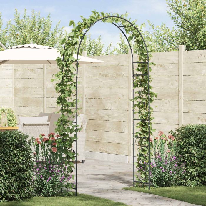ENIMERE Garden Arch Floral 115x37x231 cm - Black