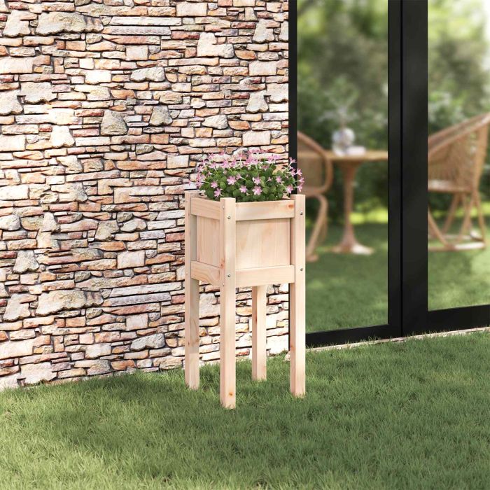 GLWICK Garden Planter Nature 31x31x70 cm Solid Wood - Pine