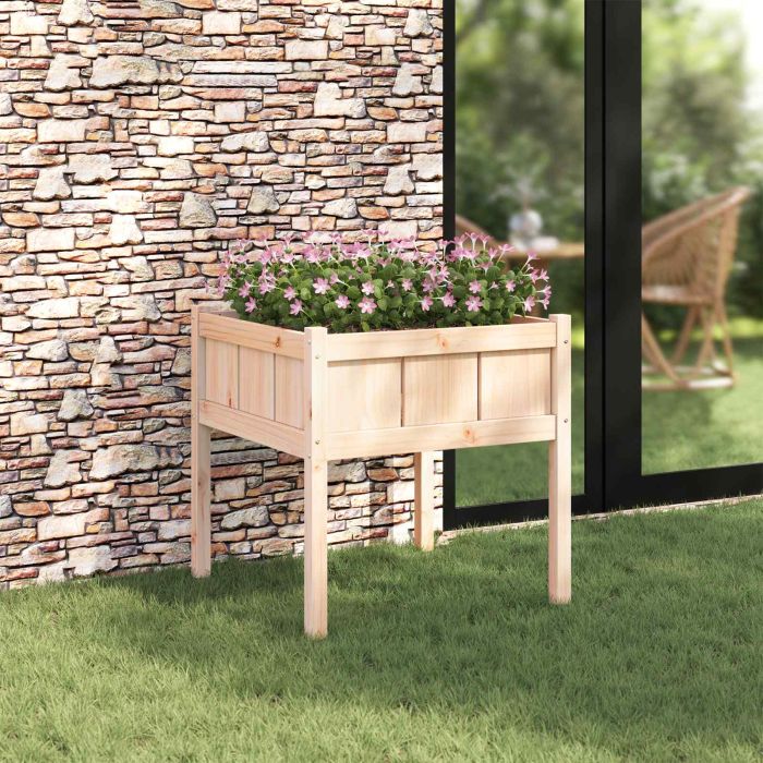 LAEVALE Garden Planter Nature 70x70x70 cm Solid Wood - Pine