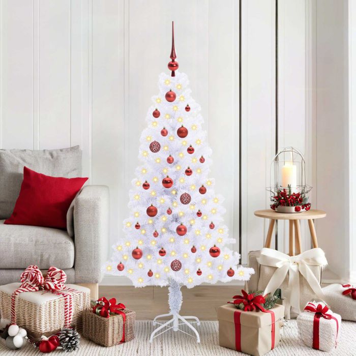 CUDWIN Artificial Christmas Tree with Stand White 150 cm PVC and Steel