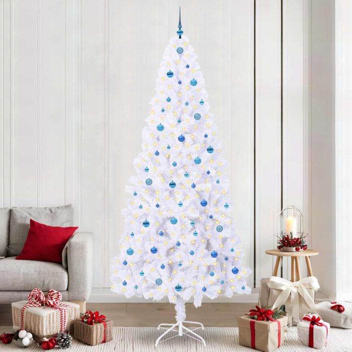 CUDWIN Artificial Christmas Tree with Stand White 240 cm PVC and Steel