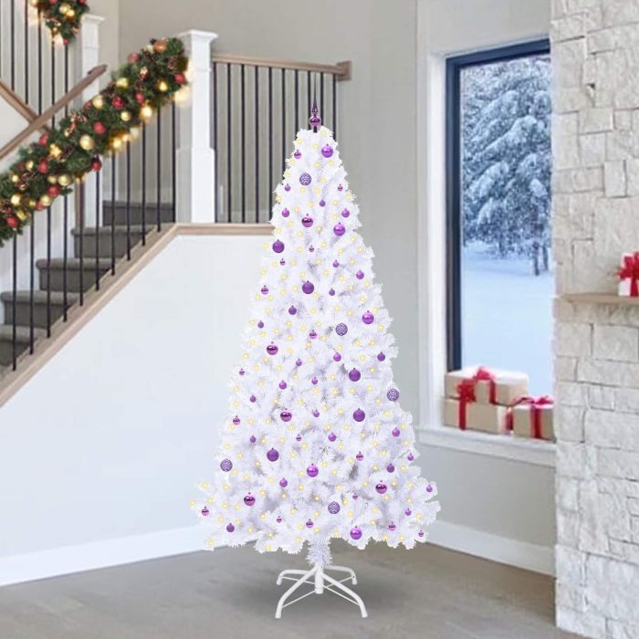 FIRROX Artificial Christmas Tree with Stand White 240 cm PVC and Steel