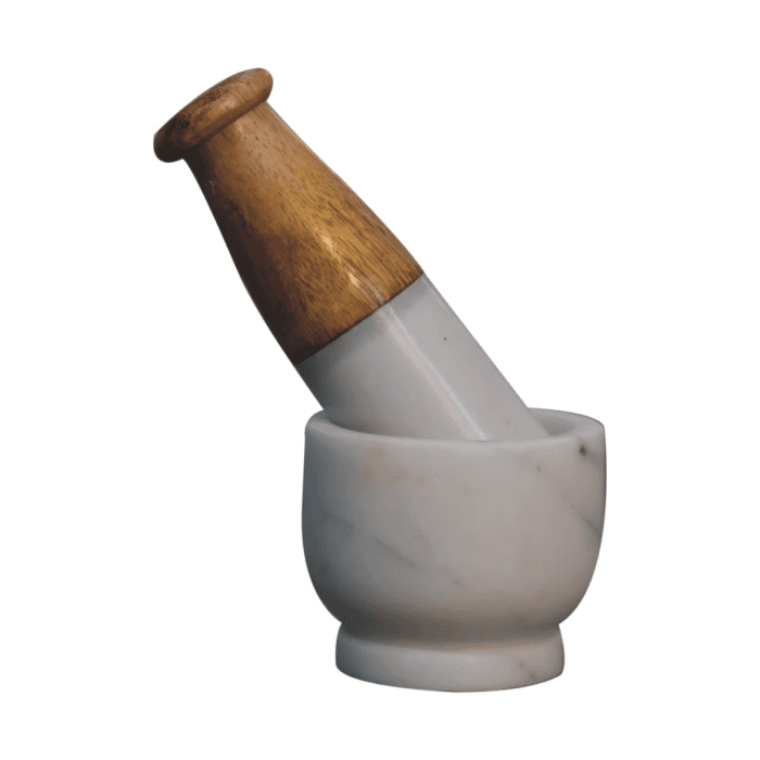 Miniature Wood and Marble Mortar Set