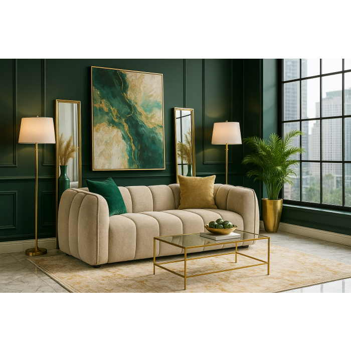 SERINZE Fabric 3 Seater Sofa - Beige