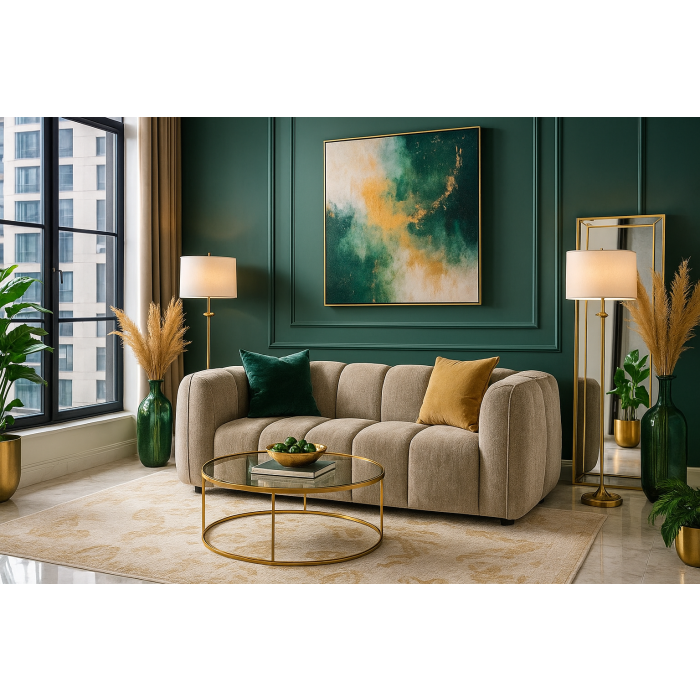 SERINZE Fabric 3 Seater Sofa - Mocha