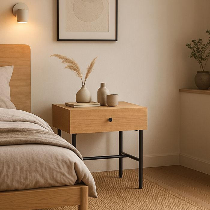 ALDERBANK 1 Drawer Bedside Table Natural