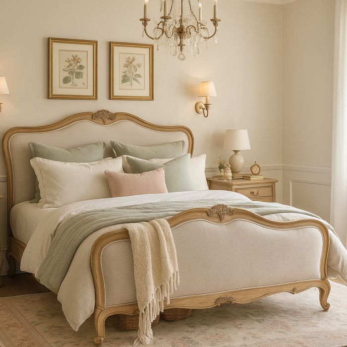 ALDERBROOK Kingsize Wooden Linen Upholstered Bedframe - Light Oak