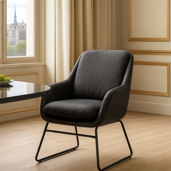 ASHBURY PU Leather Armchair - Grey