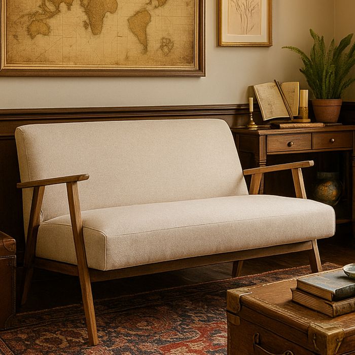 ASHCROFT Fabric 2 Seater Sofa - Natural