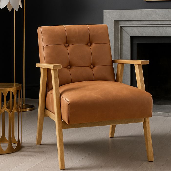 ASHLEIGH Leather Armchair Antique Brown