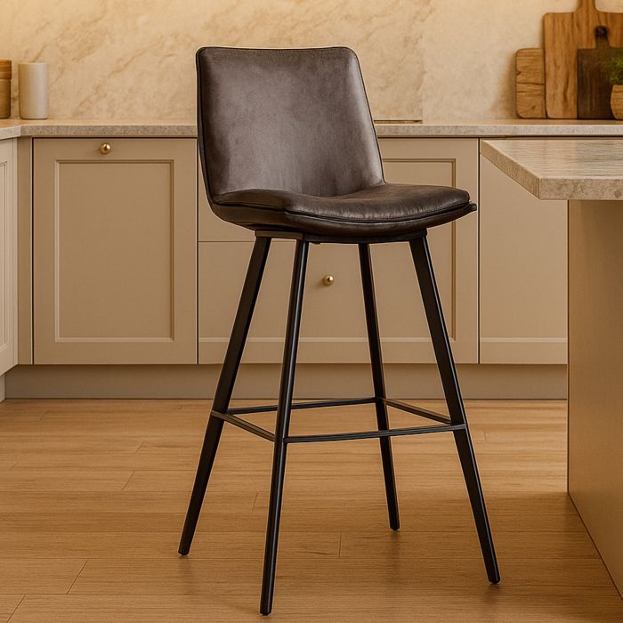 BRIARVALE Faux Leather Bar Stool Grey - Set of 2