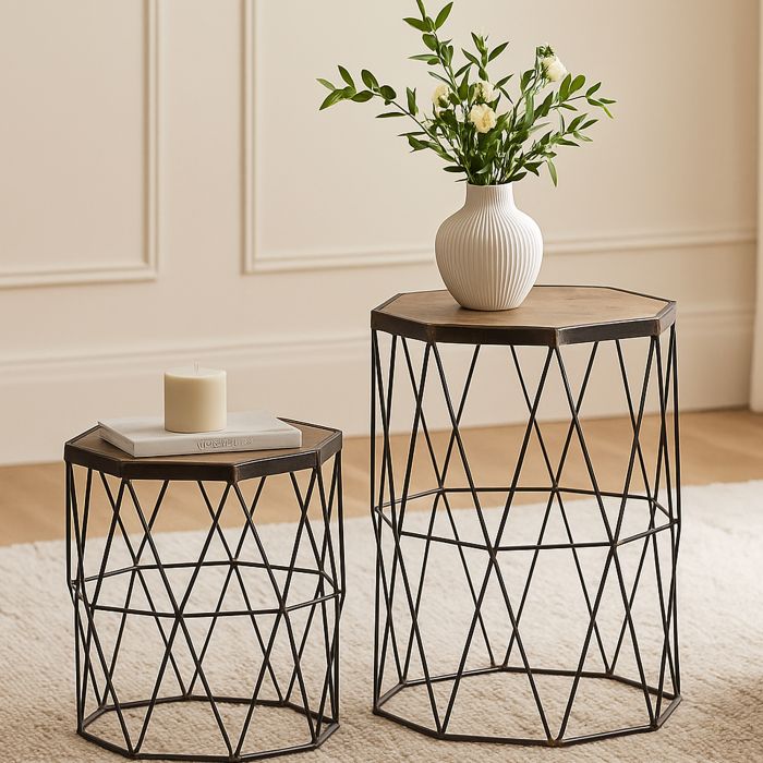 BROOKLEIGH Side Table - Brown - Set of 2