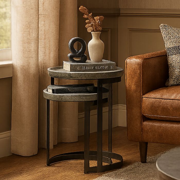 ELMBOURNE Nest of 2 Side Table - Grey