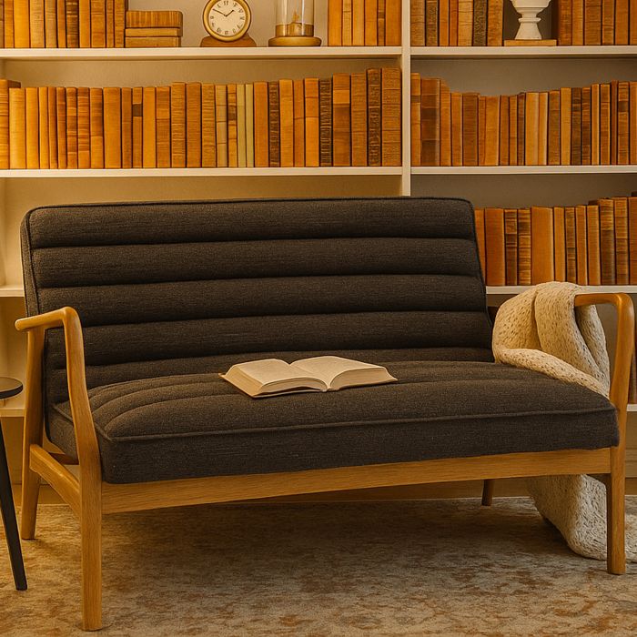 RAVENSCROFT Fabric 2 Seater Sofa - Charcoal