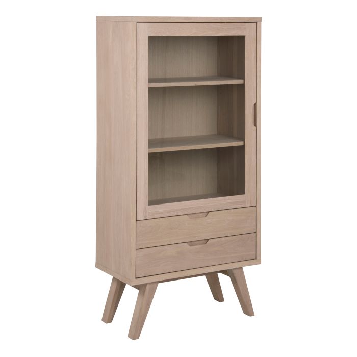 Display Cabinet - ALINE 2 Drawer 2 Shelves Cabinet White Oak 72cm