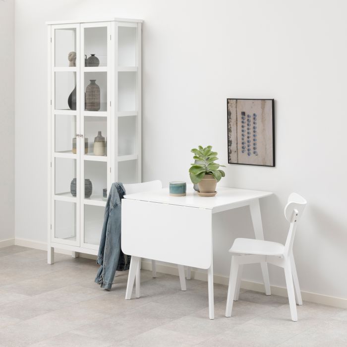 ROXEN Square Dining Table in White Included 2 Dining Chair in White
