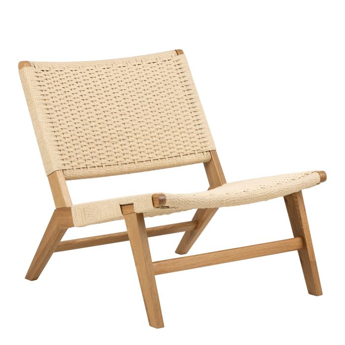 Lounge Chair - CARSON Lounge Chair Off White and Oak 64cm