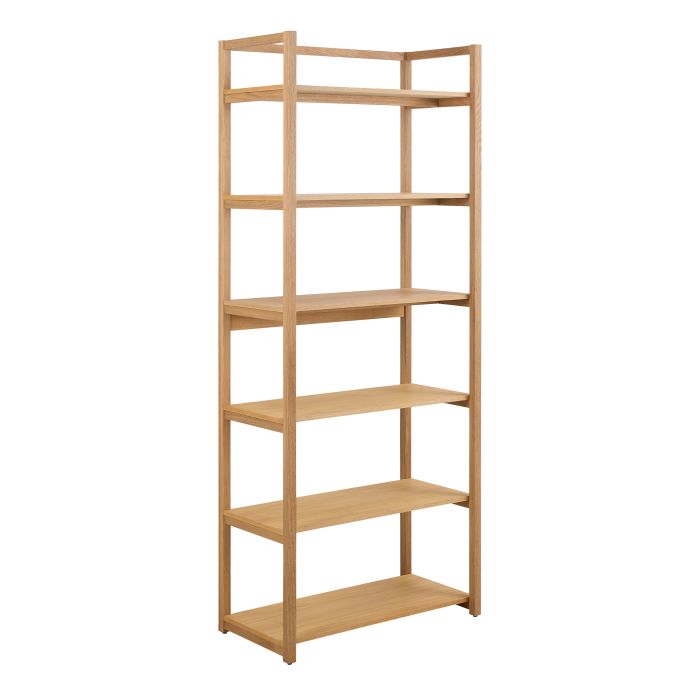 LIORA Rectangular Bookcase With 6 Shelves in Oak