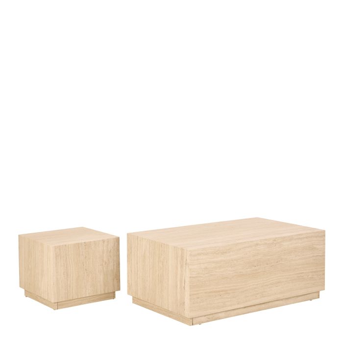 DISA Square and Rectangular Coffee Table in Travertine Rough Paper Effect - Set of 2