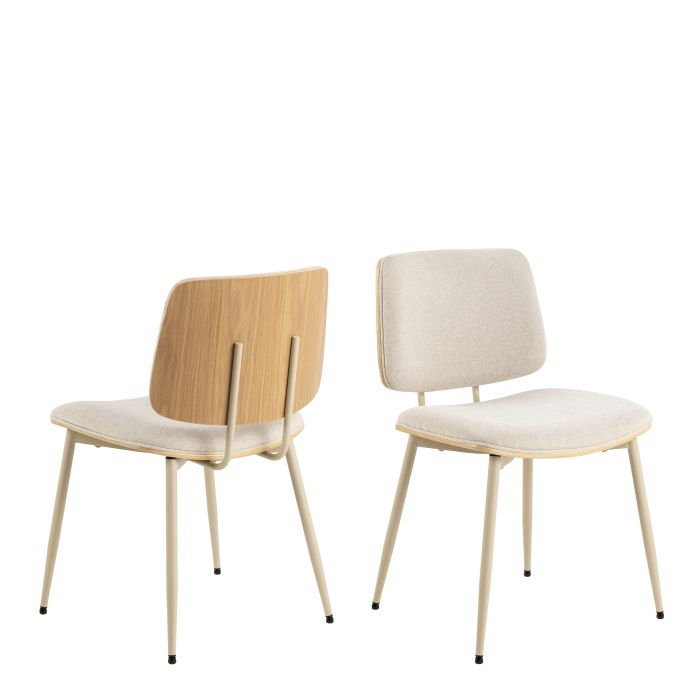 TARELI Dining Chair in Apia Fabric Beige - Set of 2