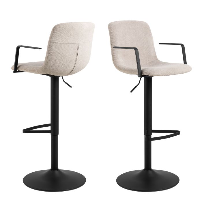 GALVITH Swivel Beige Bar Stool With Adjustable Height Function - Set of 2