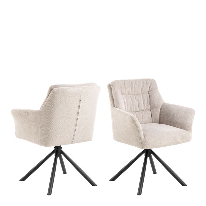 ATLAS Swivel Cream Dining Chair with Armrest Set of 2