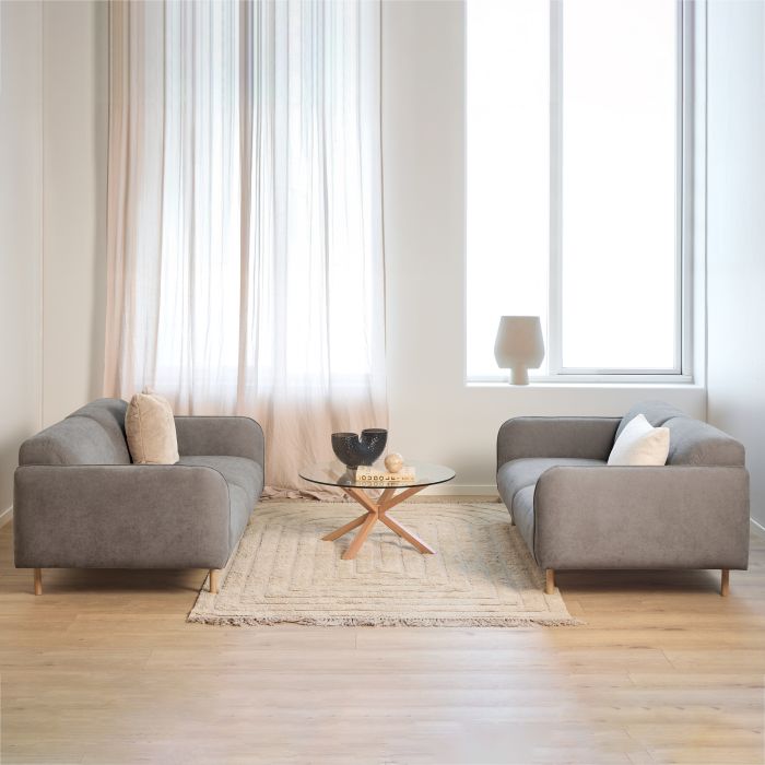 Sofa Set - WESTRYNE Fabric 2 Seater Sofa Set - Brown