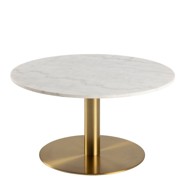 Corby Round Coffee Table with White Marble Effect Top & Gold Base