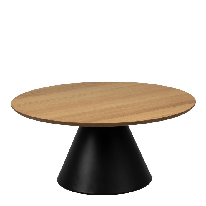 SOIL Round Coffee Table in Oak/Black 85x40cm
