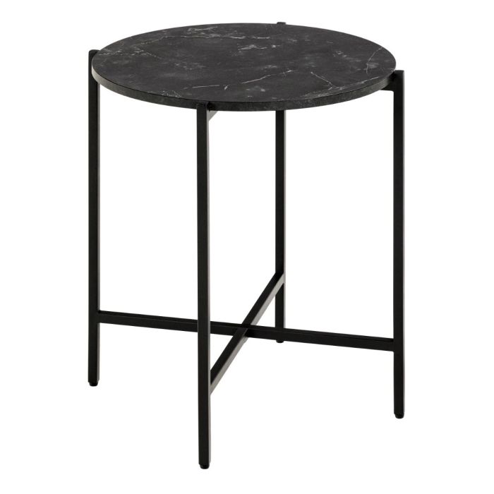 LAMOA Round Side Table in Matt Black