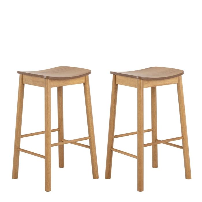 BOLT Bar Stool Without Back in Matt Oak Set of 2