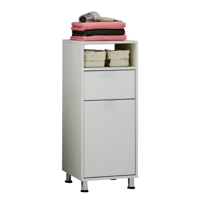 Zamora 1-Door 1-Drawer Bathroom Storage Cabinet - White