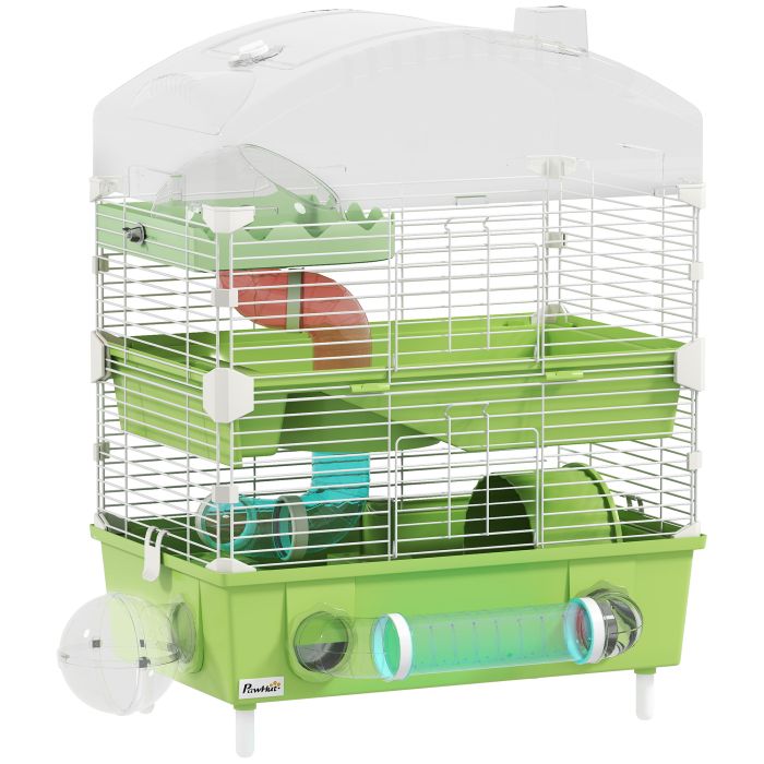 PAWSTER 3 Tier Hamster Cage with Transparent Top Green
