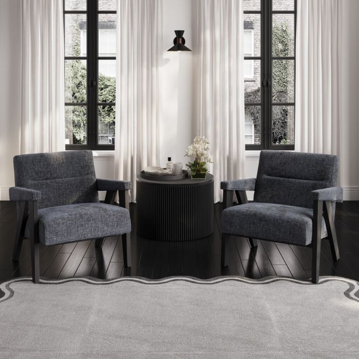 AVELON Velvet Armchair - Coal and Black